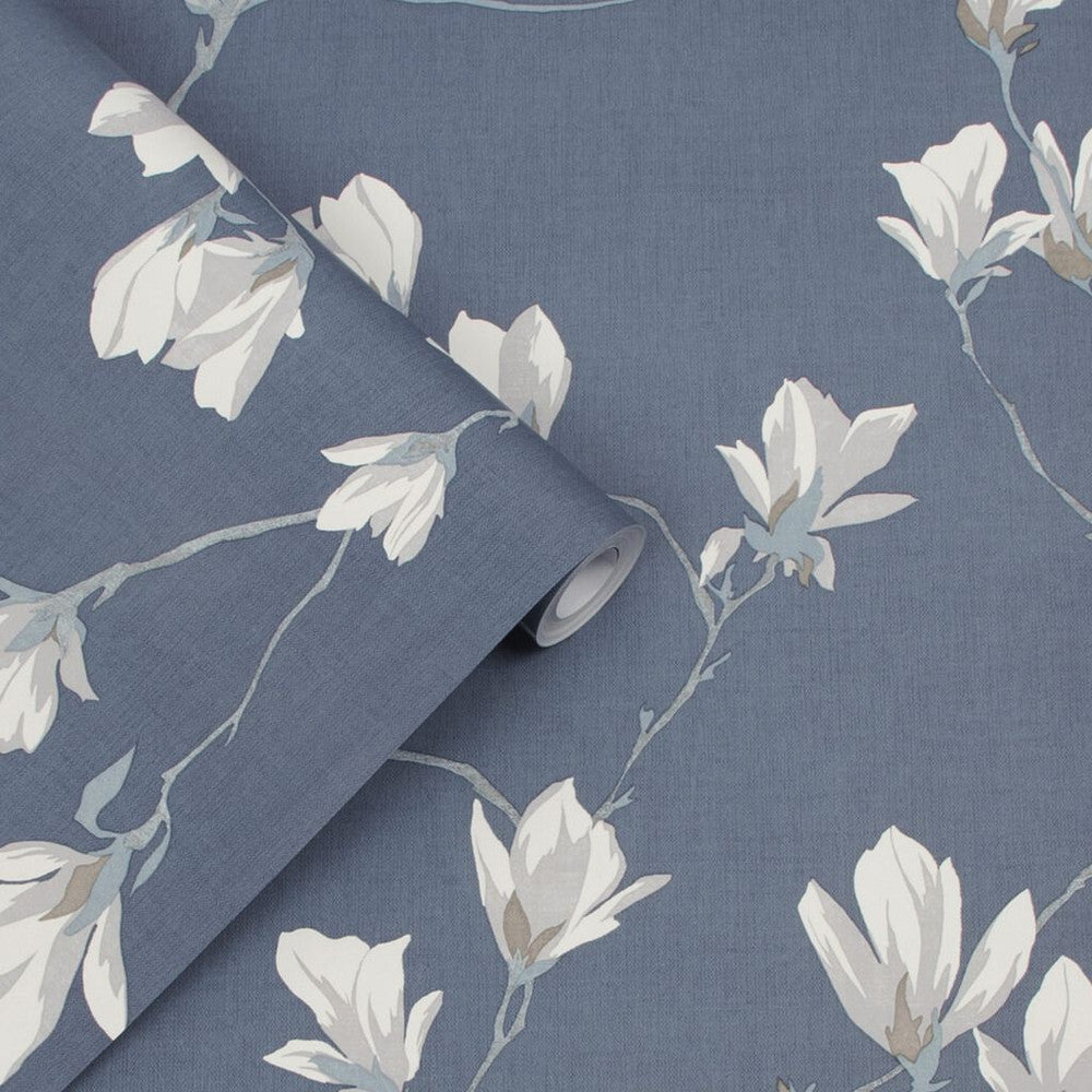 113355 - Magnolia Grove Wallpaper - Dusky Seaspray - Laura Ashley