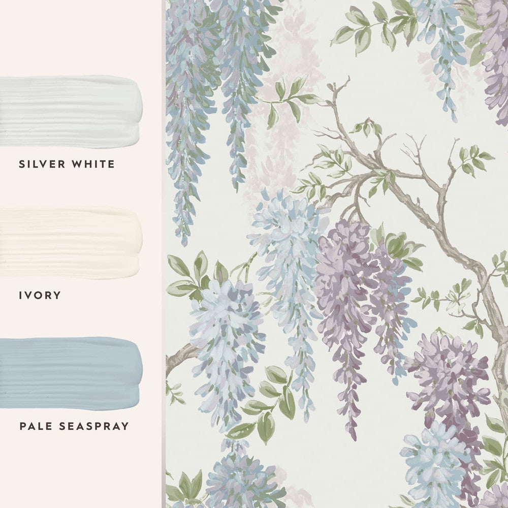 113356 - Wisteria Garden Wallpaper - Pale Iris - Laura Ashley