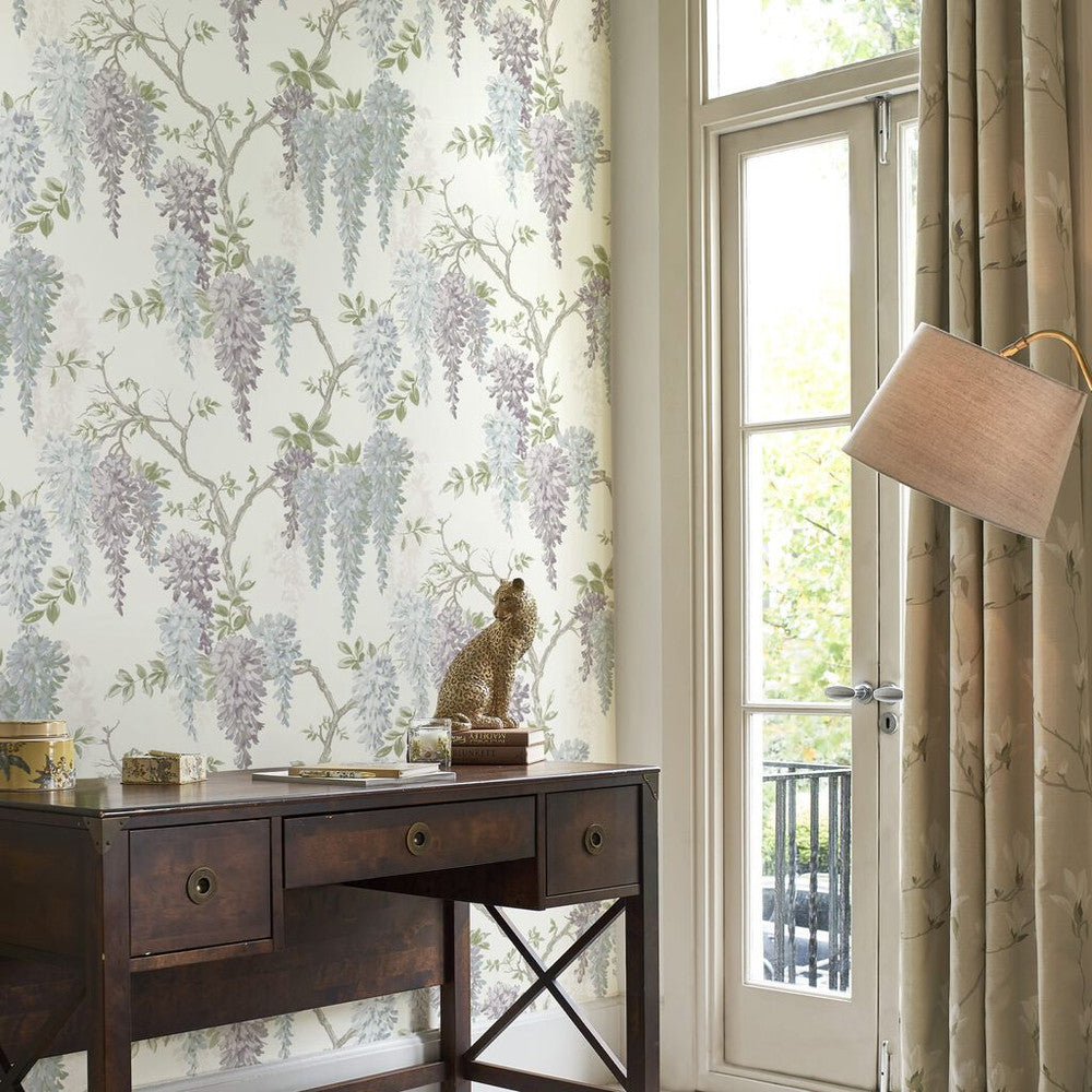 113356 - Wisteria Garden Wallpaper - Pale Iris - Laura Ashley