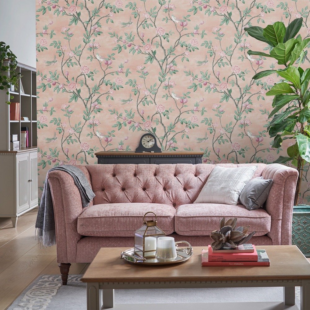113372 - Eglantine Wallpaper - Blush - Laura Ashley