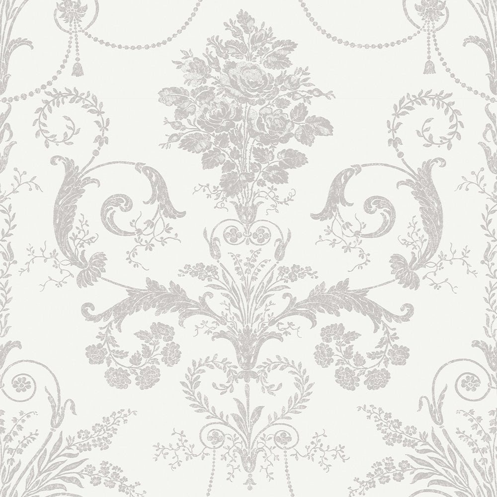 113385 - Josette Wallpaper - Dove Grey & White - Laura Ashley