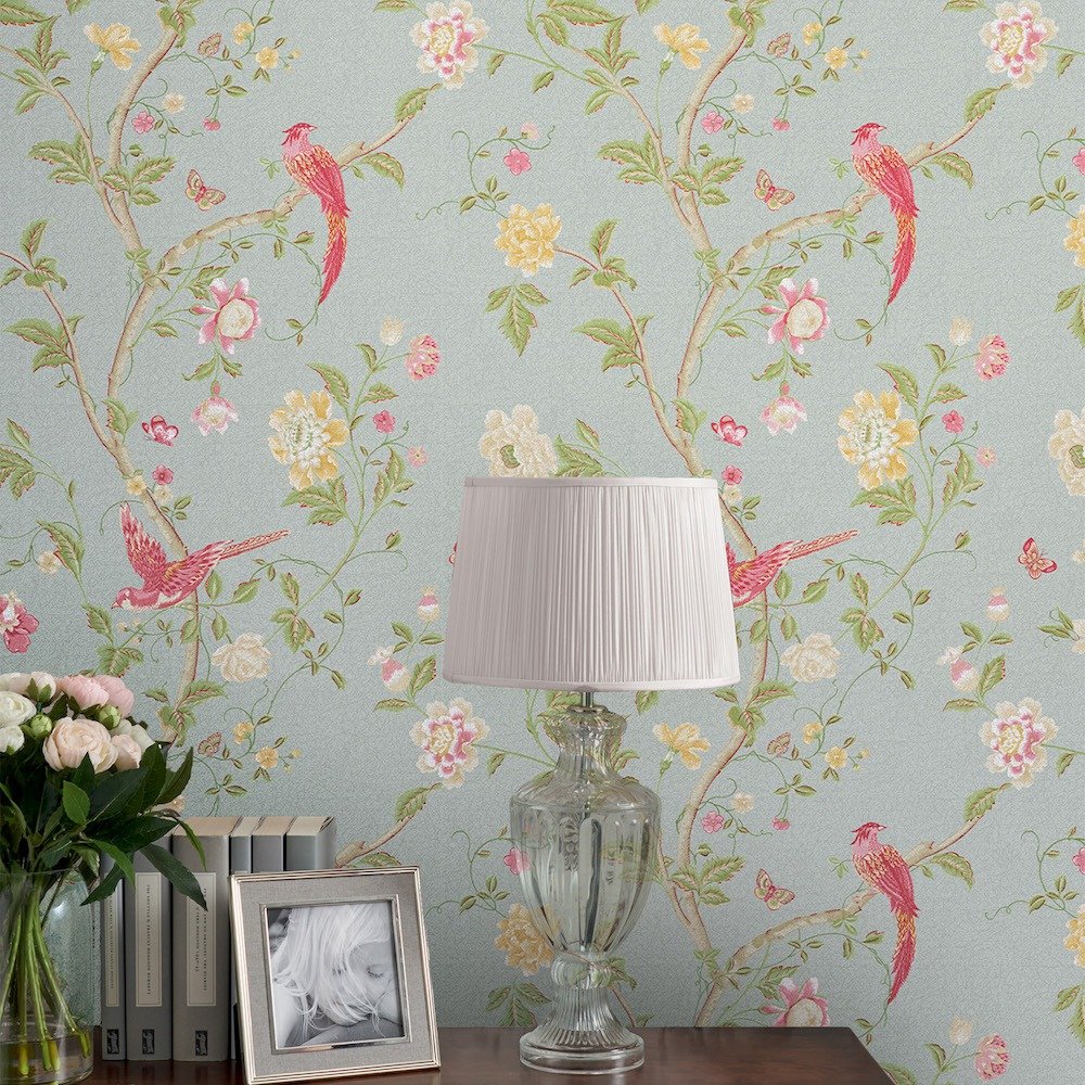 113392 - Summer Palace Wallpaper - Duck Egg - Laura Ashley