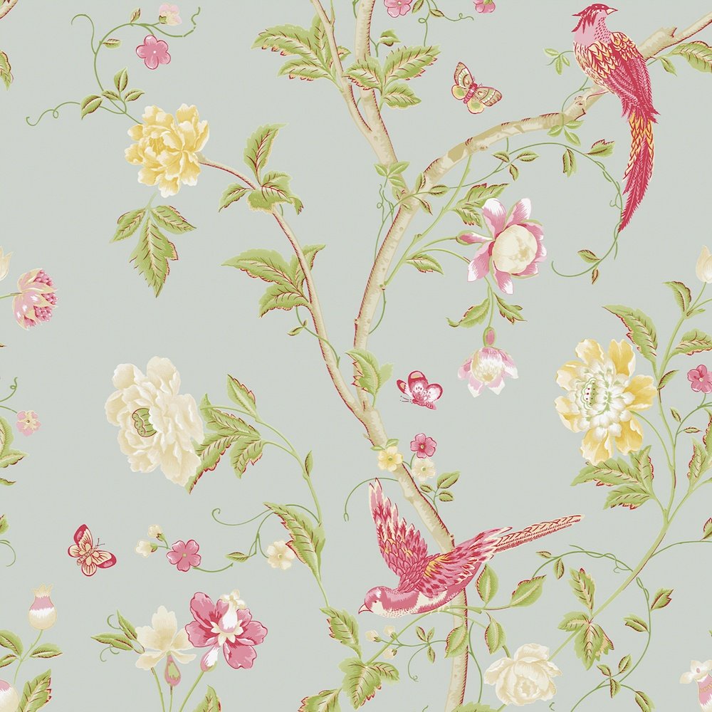 113392 - Summer Palace Wallpaper - Duck Egg - Laura Ashley