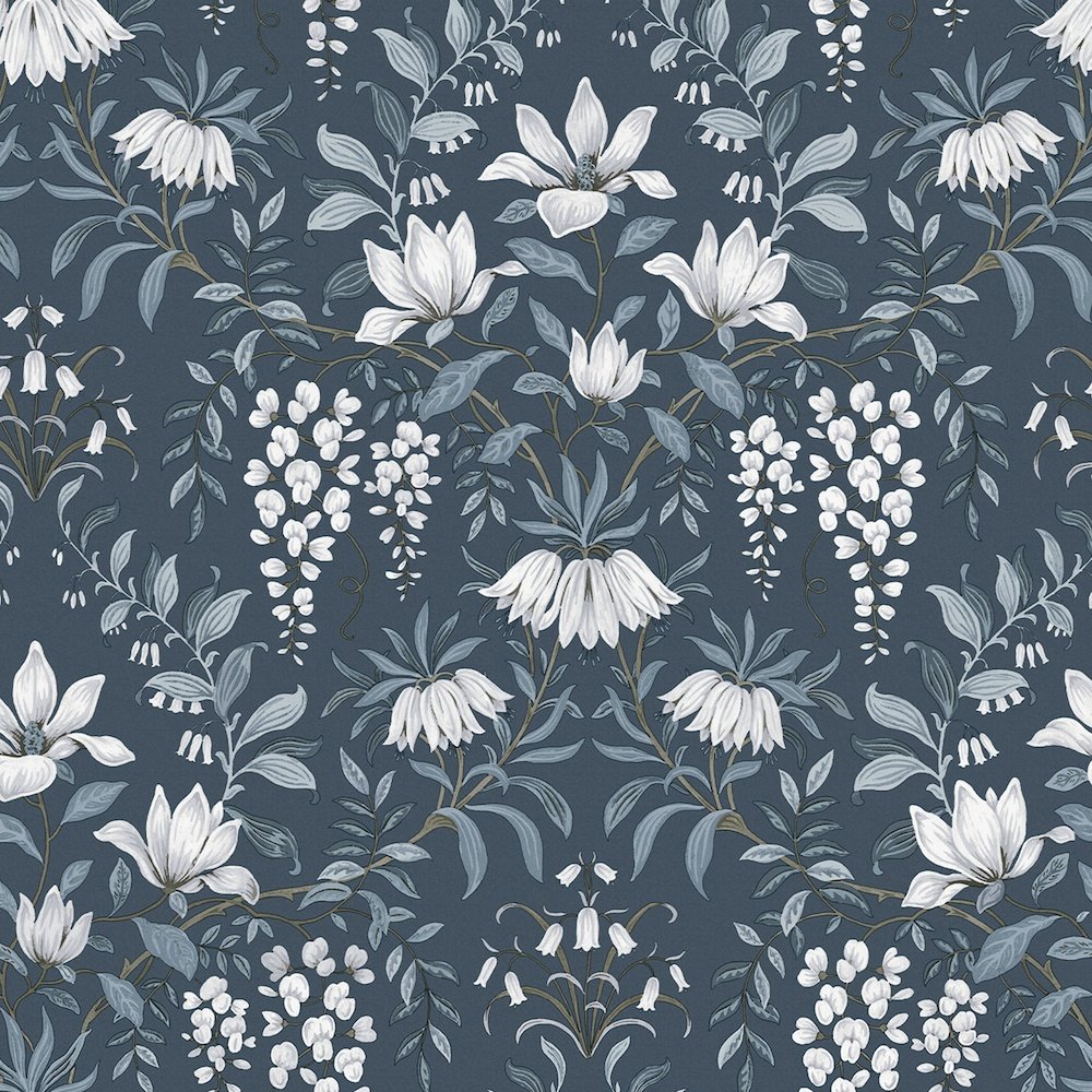 113404 - Parterre Wallpaper - Dark Seaspray - Laura Ashley