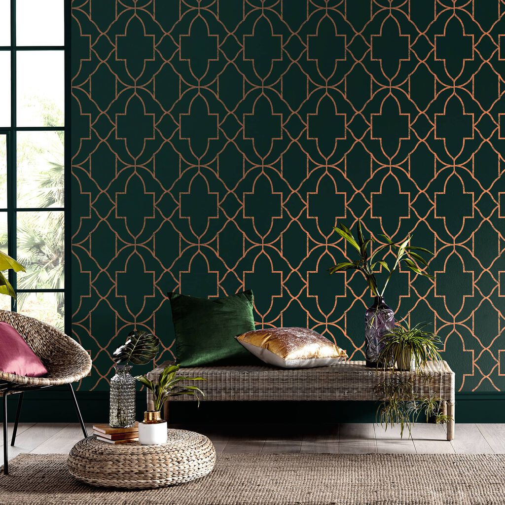 113959 - Versailles Wallpaper - Emerald - Graham & Brown