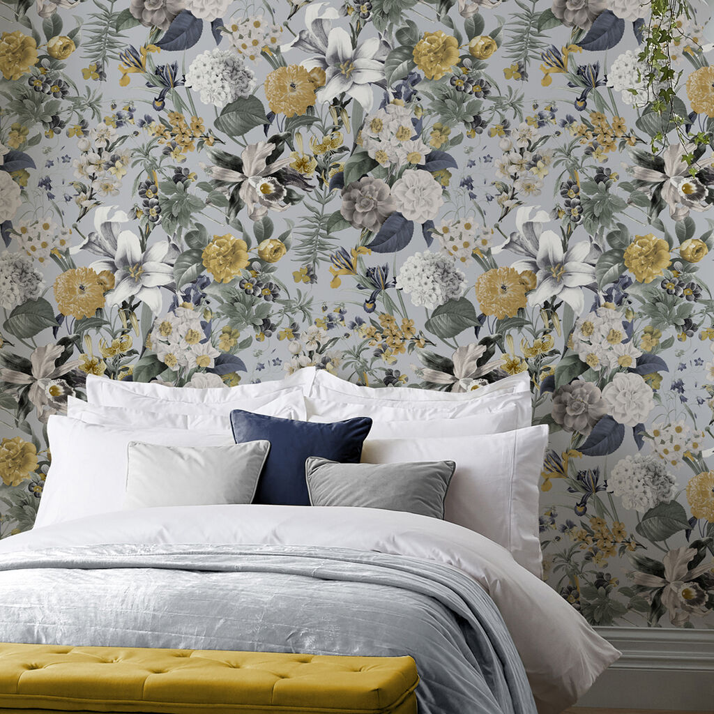 113964 - Glasshouse Flora Wallpaper - Sky - Graham & Brown