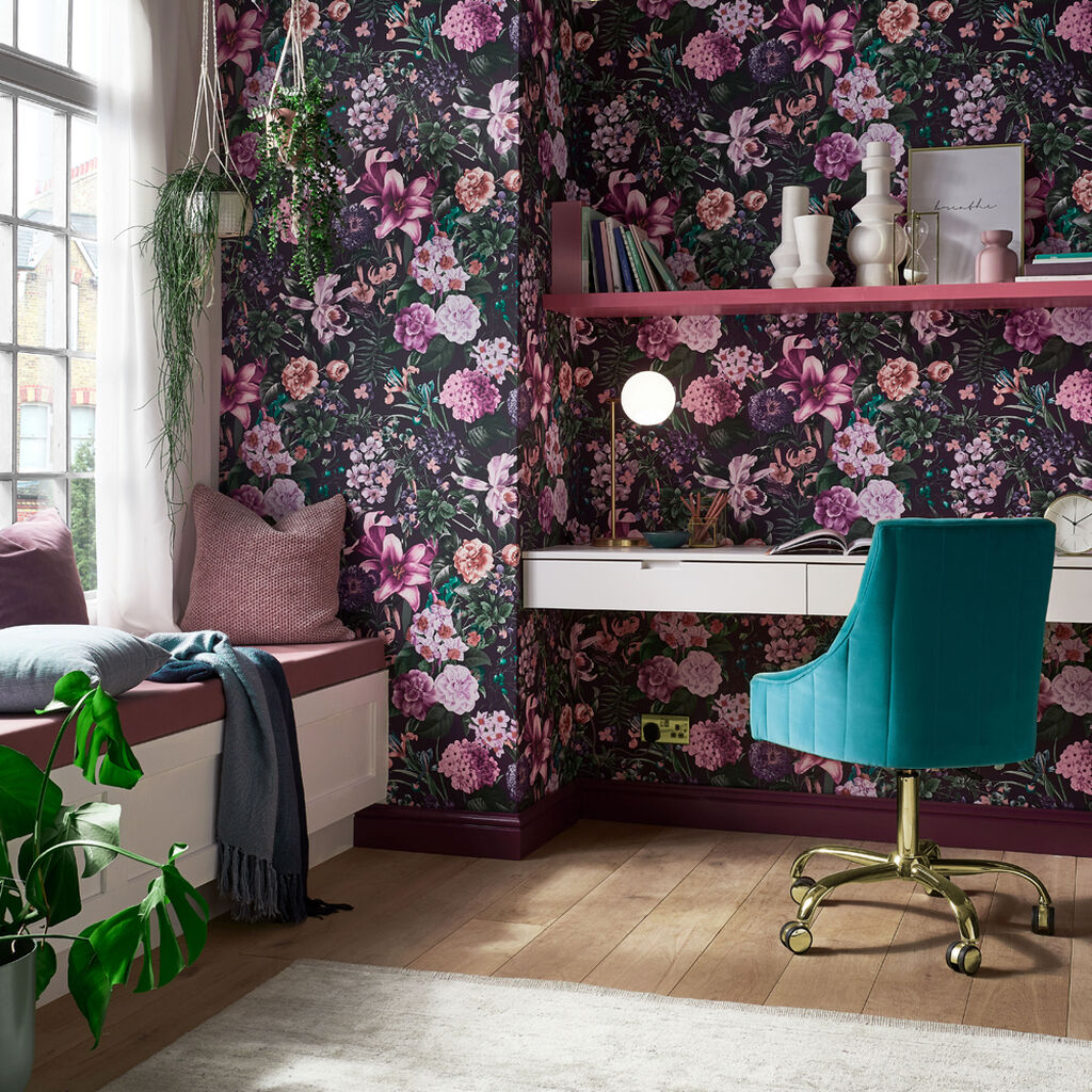 113965 - Glasshouse Flora Wallpaper - Amethyst - Graham & Brown