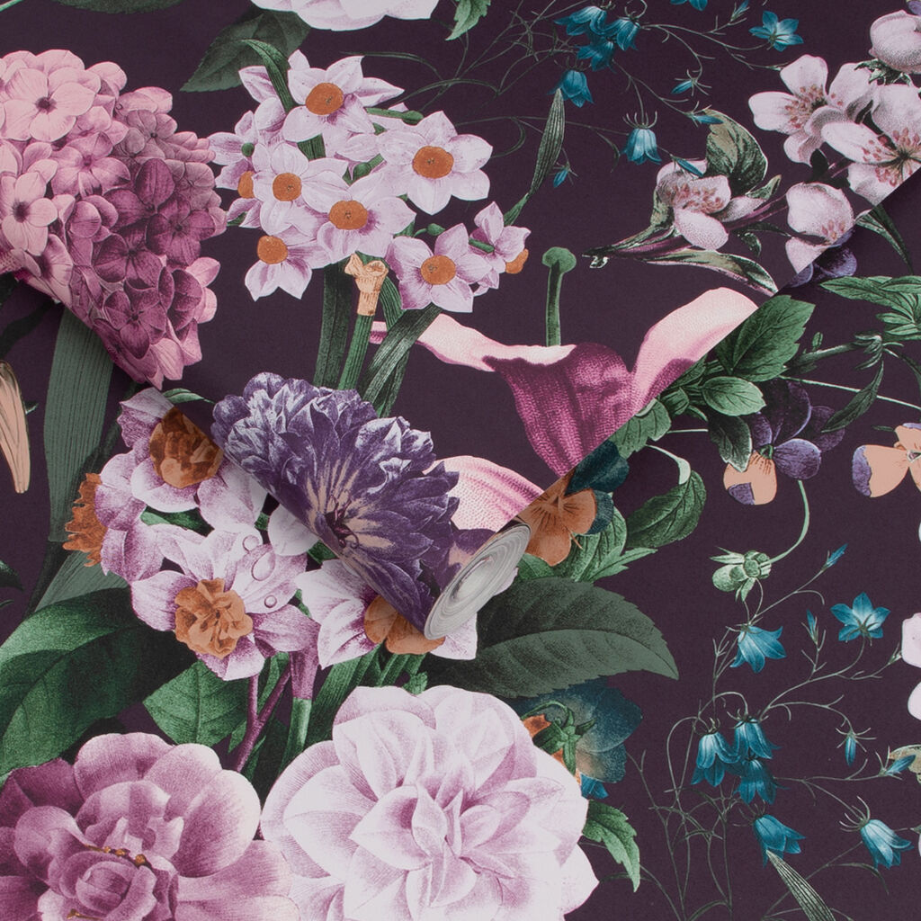 113965 - Glasshouse Flora Wallpaper - Amethyst - Graham & Brown