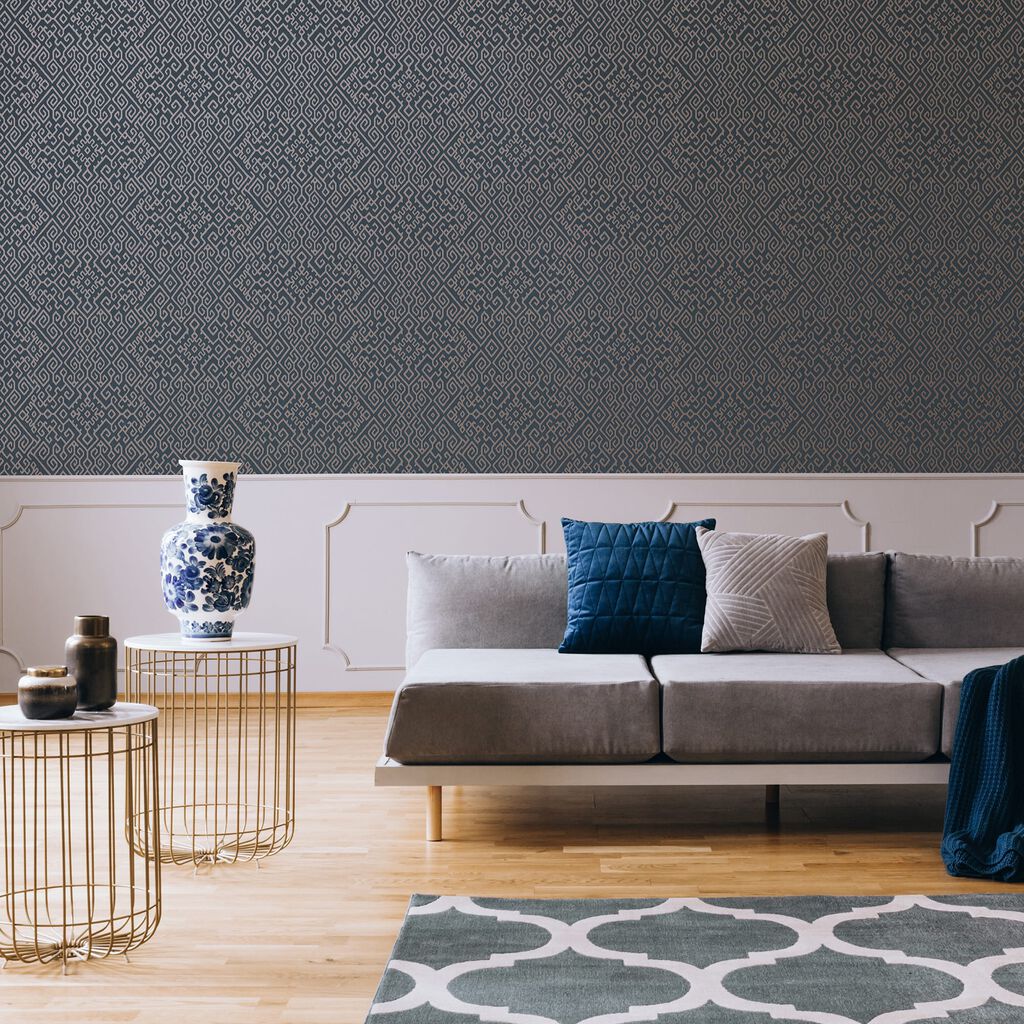113983 - Bazaar Wallpaper - Navy - Boutique Luxury