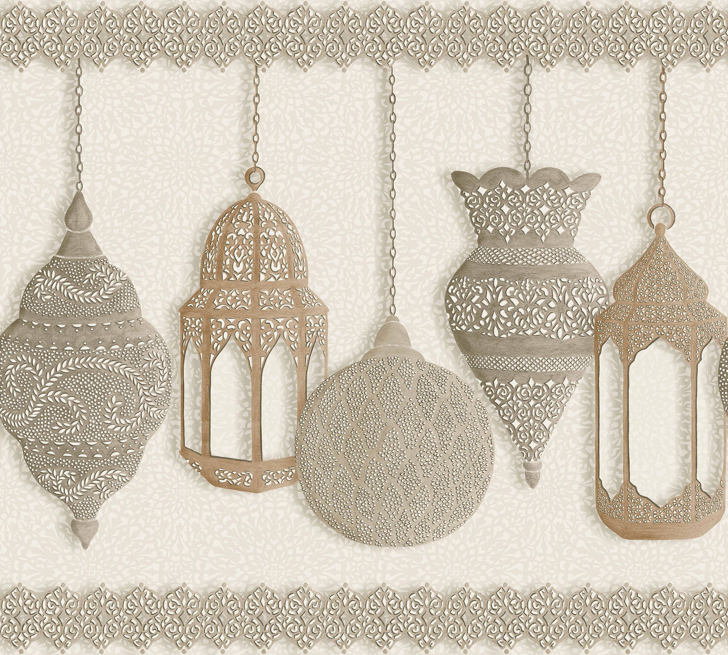 113/6014 - Fez Border Wallpaper - Metallic Gilver & Parchment - Cole & Son