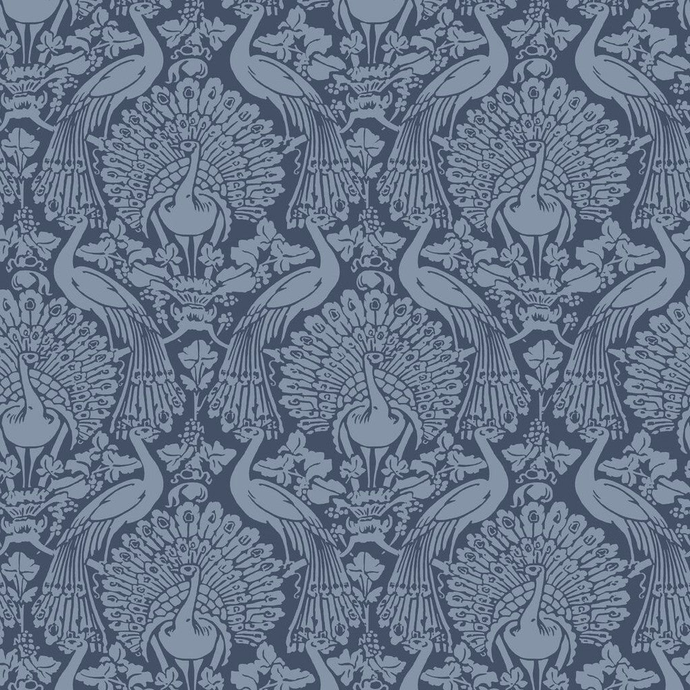114910 - Peacock Damask Wallpaper - Dusky Seaspray - Laura Ashley