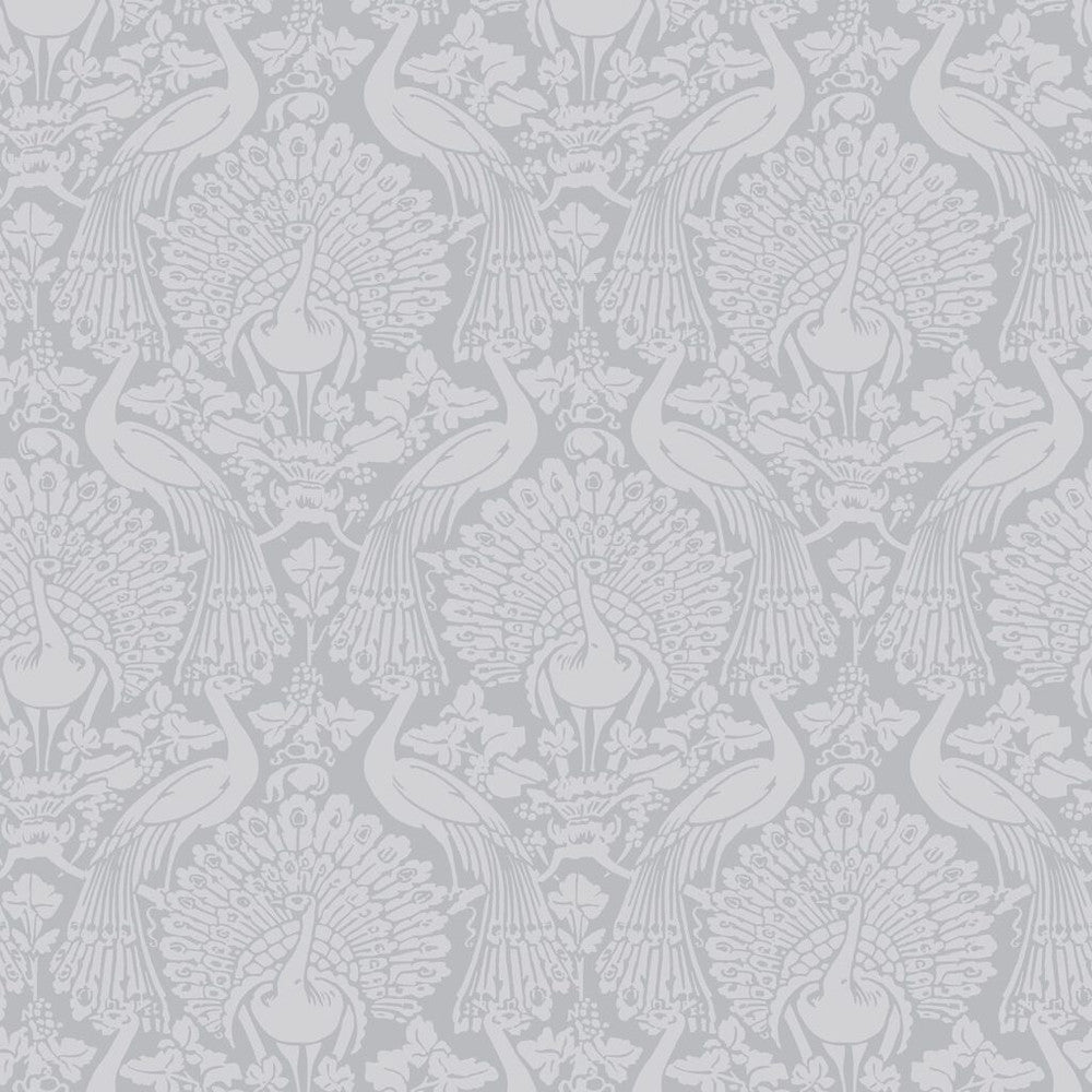 114911 - Peacock Damask Wallpaper - Pale Slate - Laura Ashley