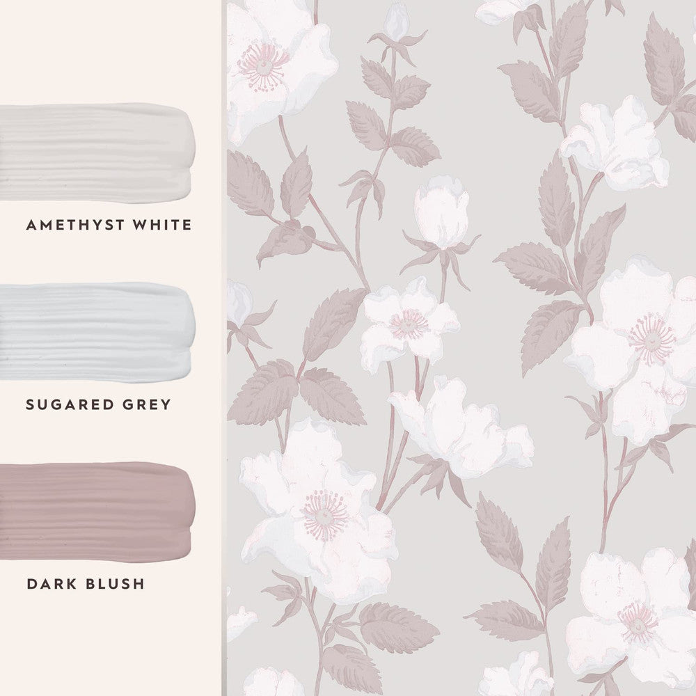 114918 - Fleurir Wallpaper - Violet - Laura Ashley