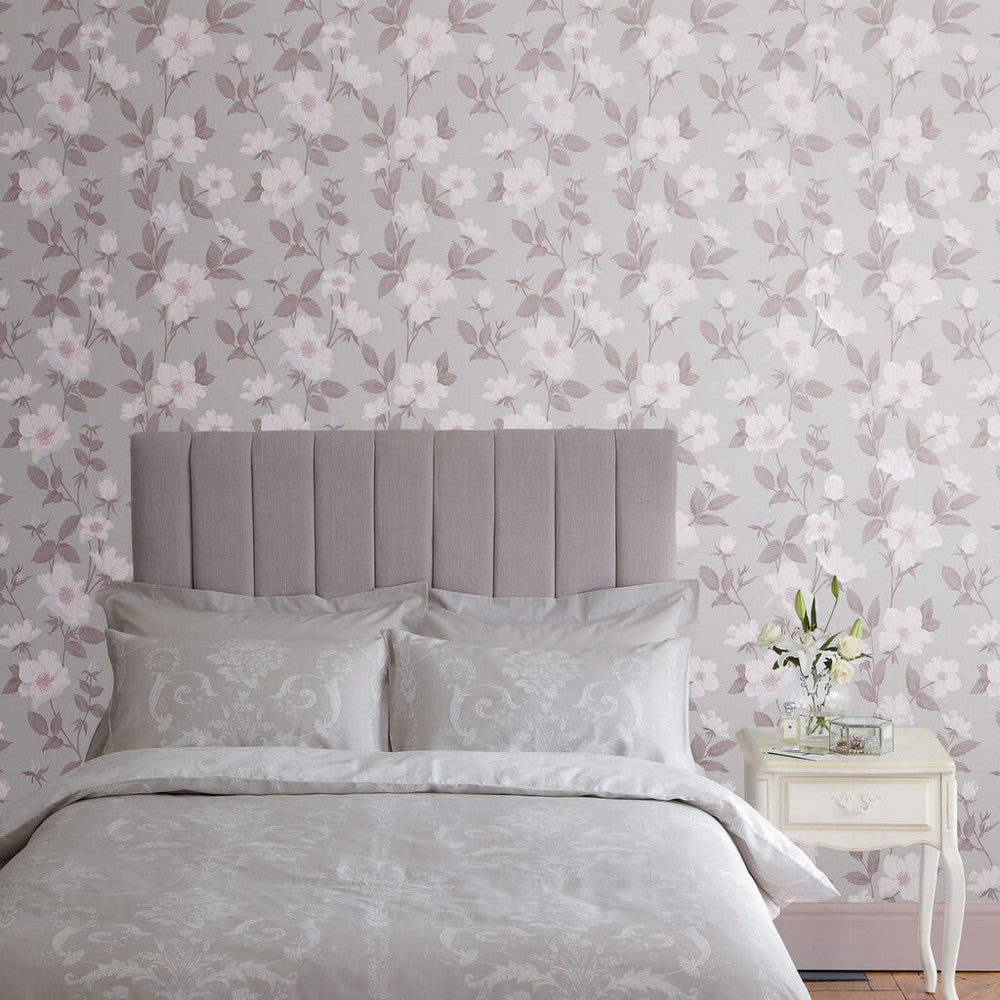 114918 - Fleurir Wallpaper - Violet - Laura Ashley