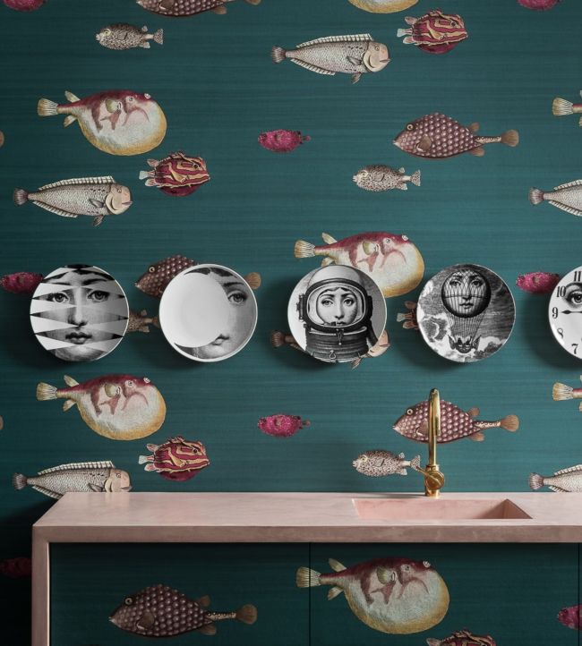 114/12024 - Acquario Wallpaper - Dark Viridian - Cole & Son