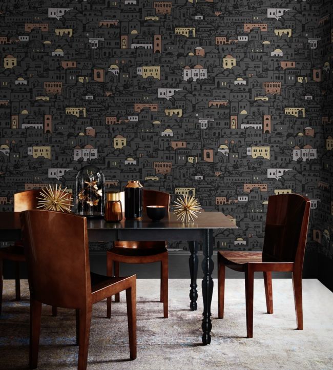 114/7014 - Mediterranea Wallpaper - Charcoal & Metallics - Cole & Son