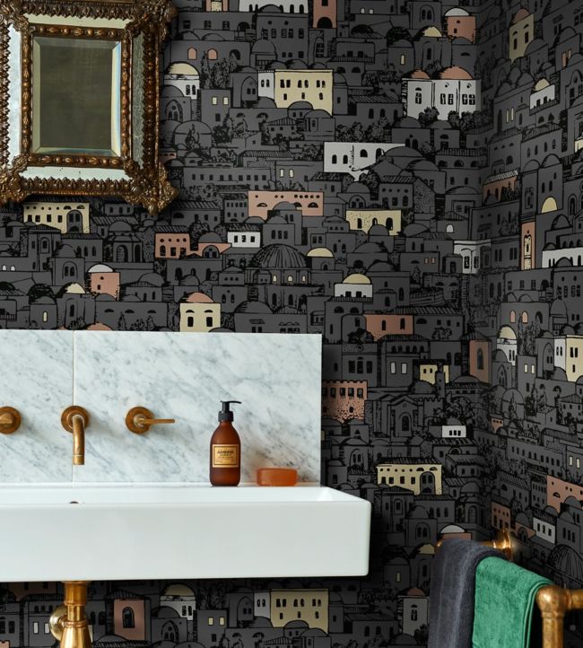114/7014 - Mediterranea Wallpaper - Charcoal & Metallics - Cole & Son