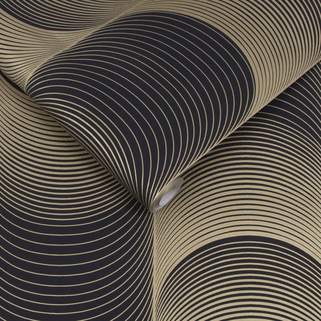115066 - Eclipse Wallpaper - Black & Gold - Graham & Brown