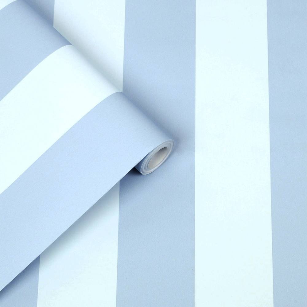 115252 - Lille Matt Stripe Wallpaper - Blue Sky - Laura Ashley