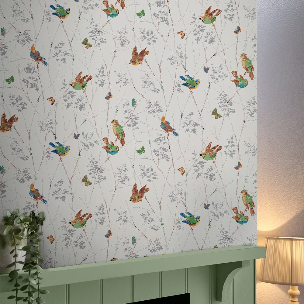 115260 - Aviary Wallpaper - Natural - Laura Ashley