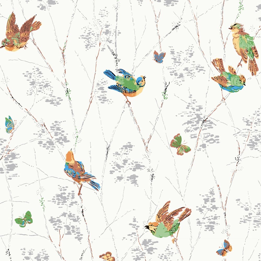 115260 - Aviary Wallpaper - Natural - Laura Ashley