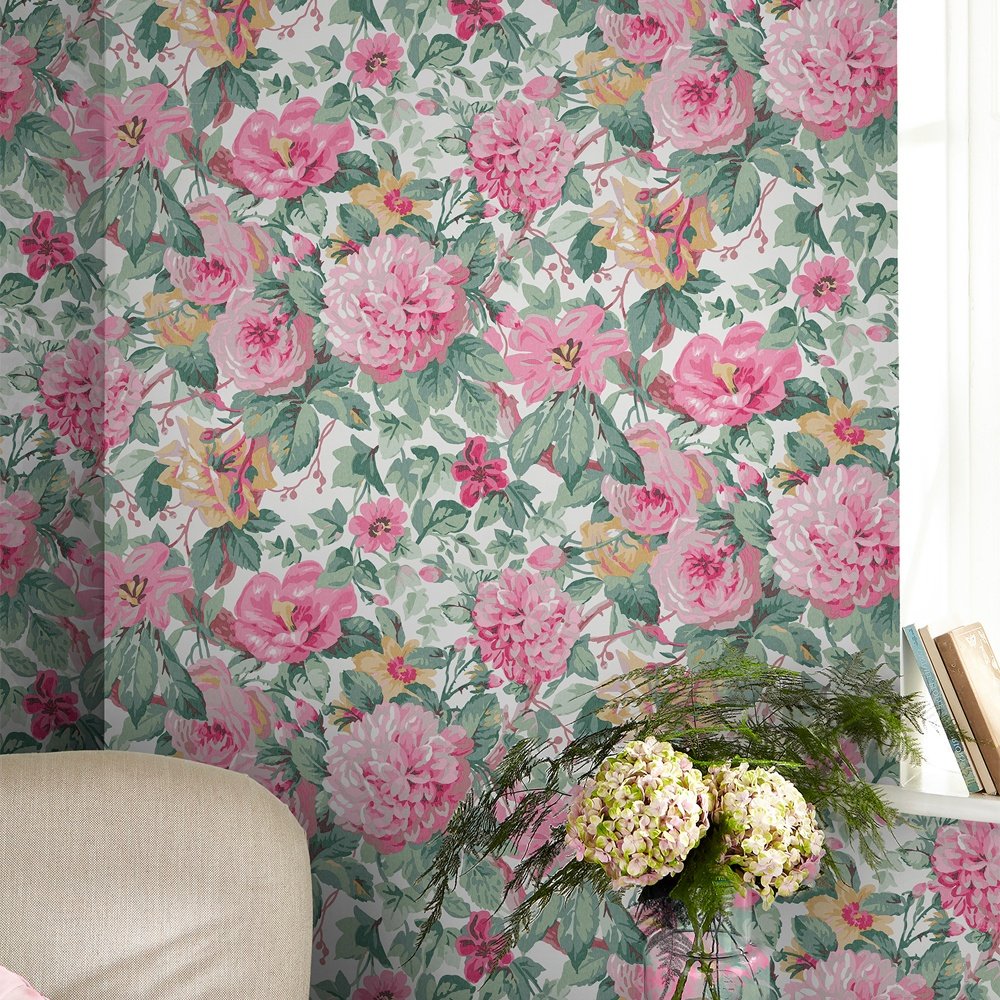 115263 - Aveline Wallpaper - Rose - Laura Ashley