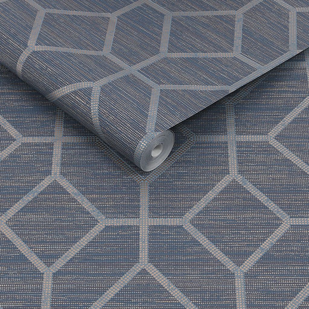 115713 - Asscher Geo Wallpaper - Sapphire - Boutique Luxury