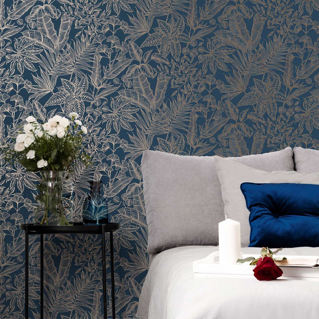 115717 - Paradise Wallpaper - Sapphire - Boutique Luxury