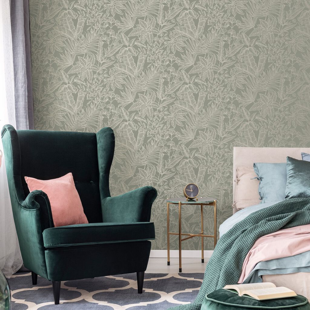 115720 - Paradise Wallpaper - Sage - Boutique Luxury