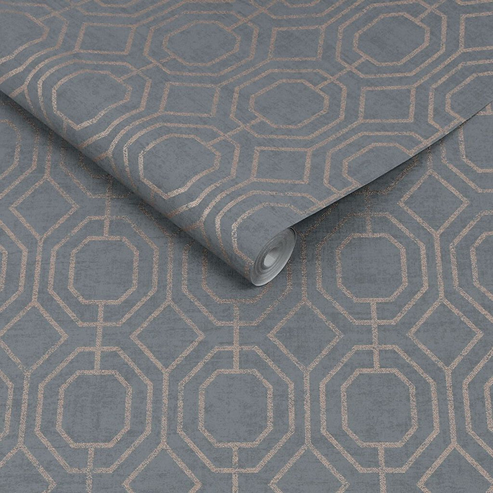 115932 - Luxe Geo Wallpaper - Charcoal - Superfresco Easy