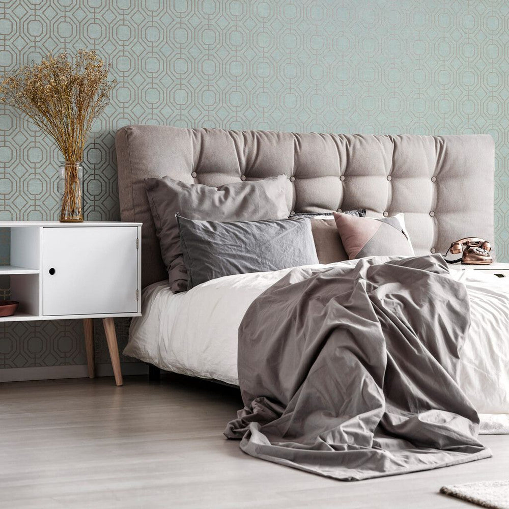 115933 - Luxe Geo Wallpaper - Teal - Superfresco Easy