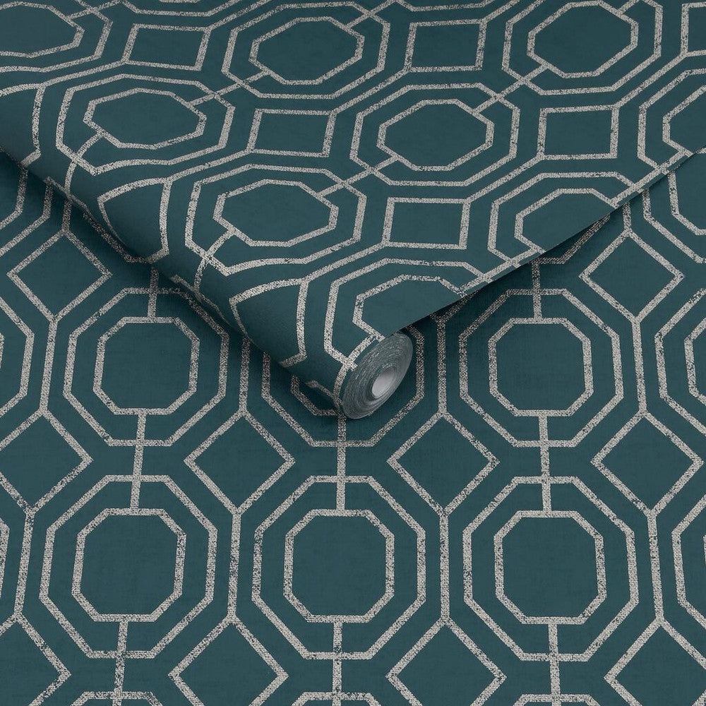 115934 - Luxe Geo Wallpaper - Duck Egg - Superfresco Easy