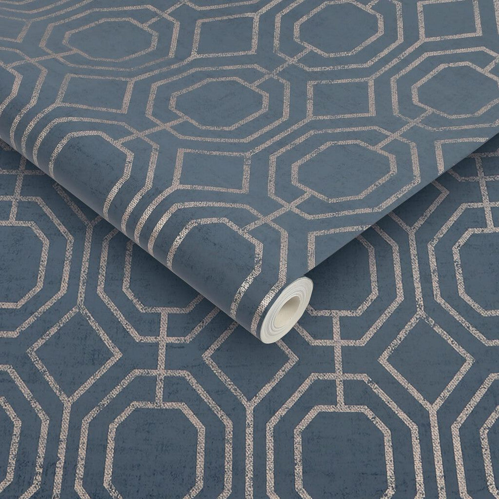 115935 - Luxe Geo Wallpaper - Navy - Superfresco Easy