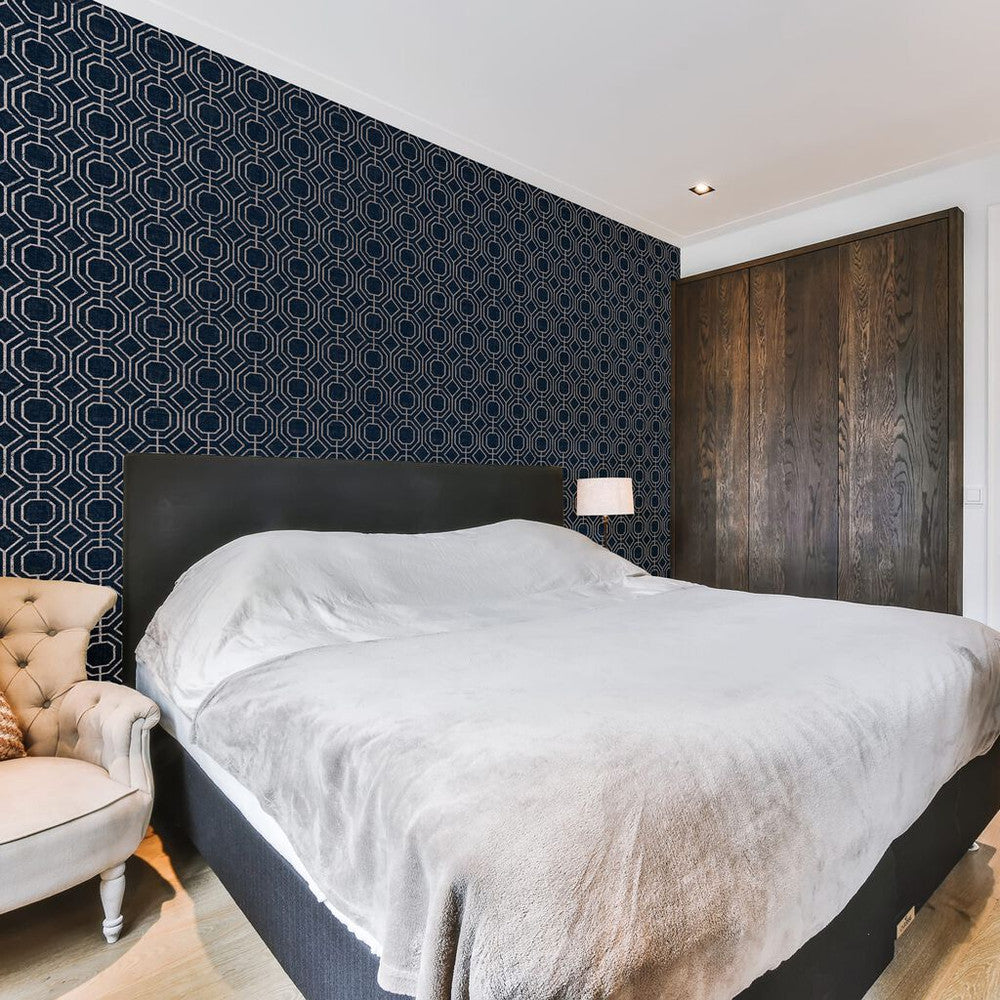 115935 - Luxe Geo Wallpaper - Navy - Superfresco Easy