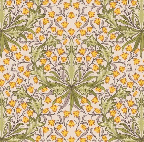 1164 - Hyacinth Wallpaper - Warm Ivory - Morris Collections
