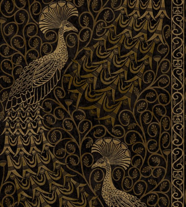 116/8032 - Pavo Parade Wallpaper - Metallic Gold on Soot - Cole & Son