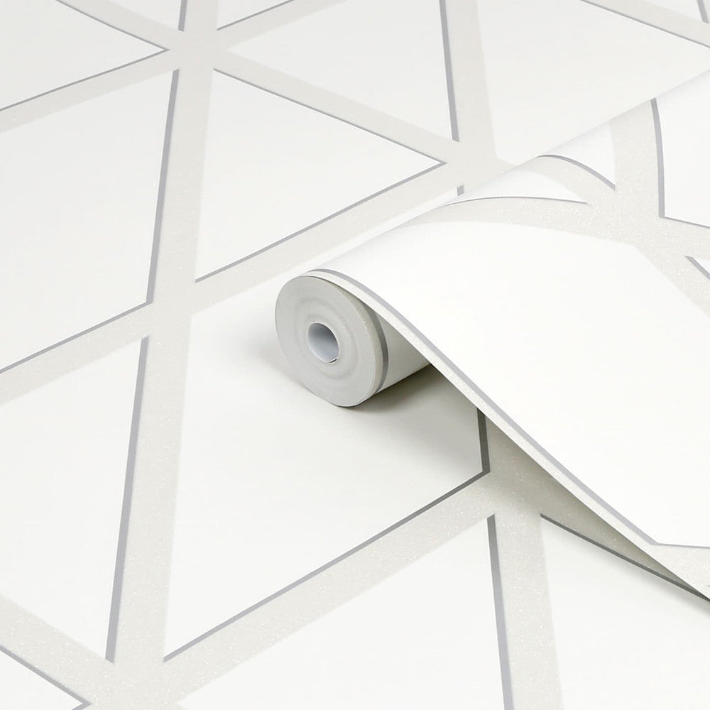 117848 - Geo Panel Wallpaper - White - Superfresco Easy