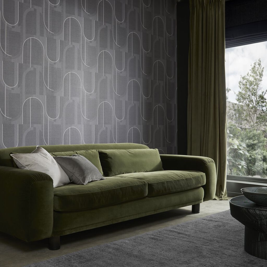 118014 - Marcia Wallpaper - Black - Graham & Brown