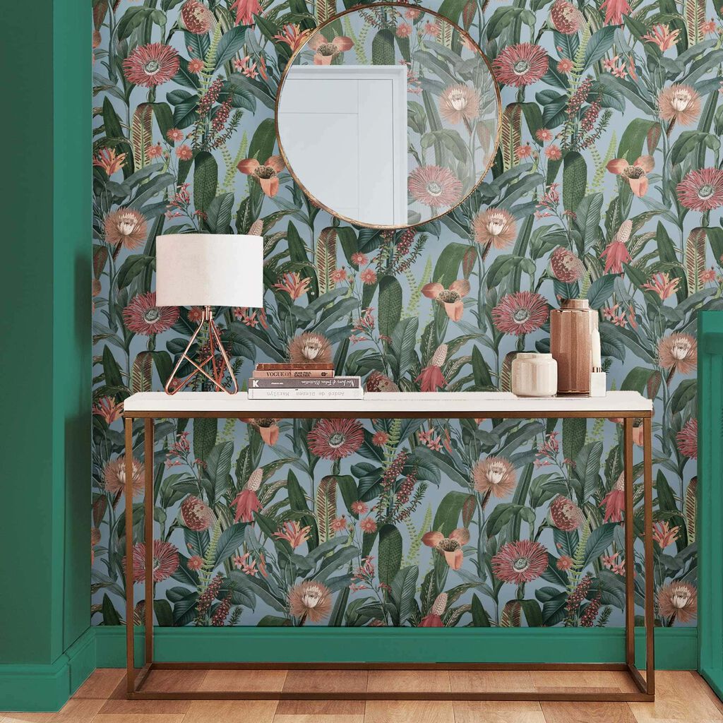 118022 - Tigerlily Wallpaper - Sky - Graham & Brown