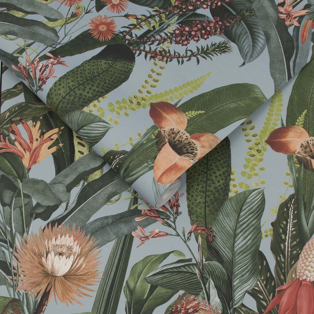 118022 - Tigerlily Wallpaper - Sky - Graham & Brown