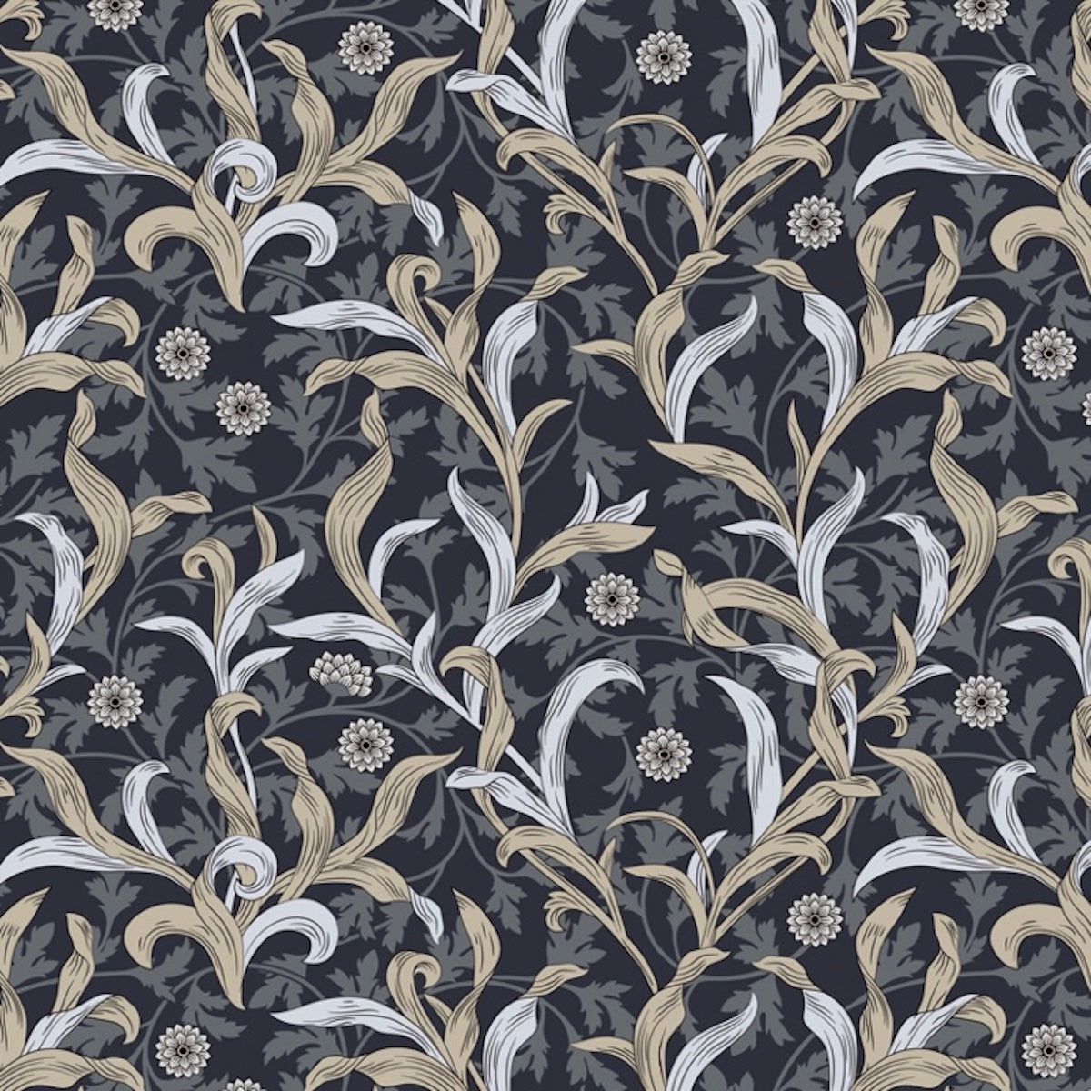 1181 - Willow Wallpaper - Charcoal - Morris Collections
