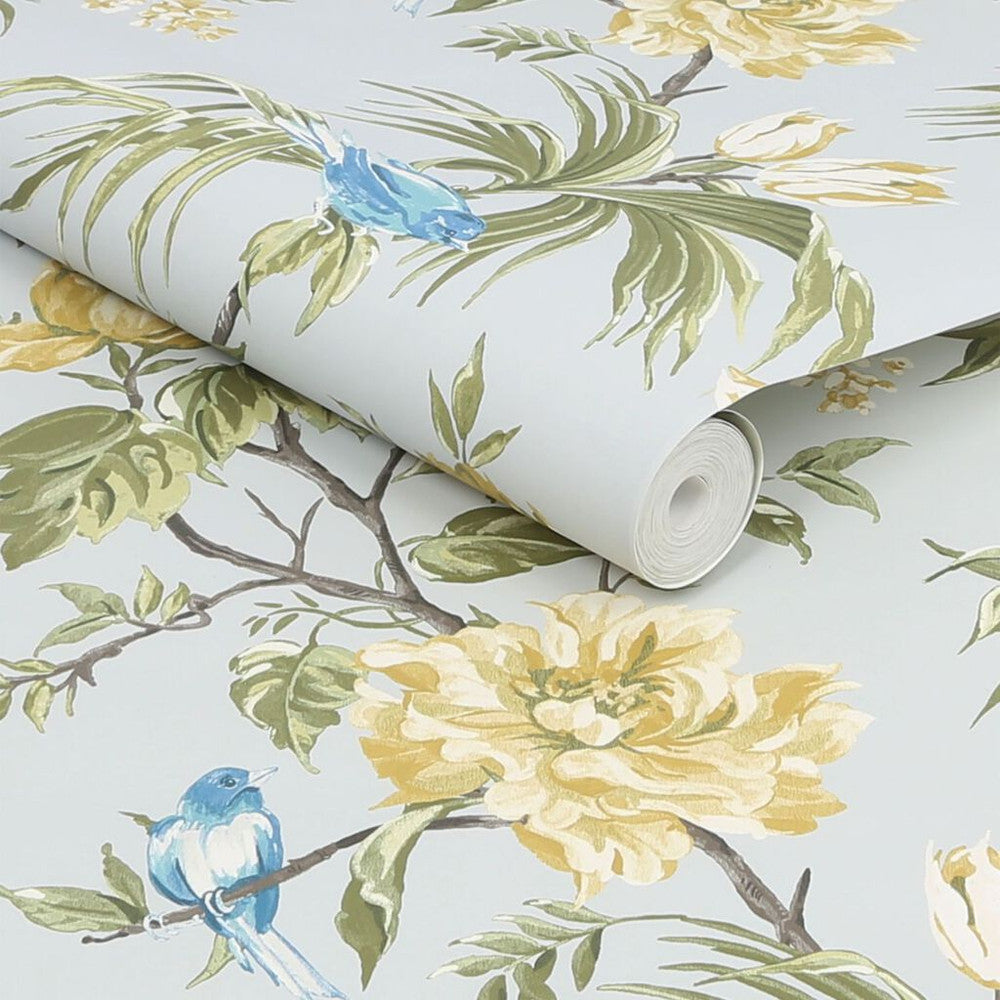 118257 - Birds & Blooms Wallpaper - Grey - Next