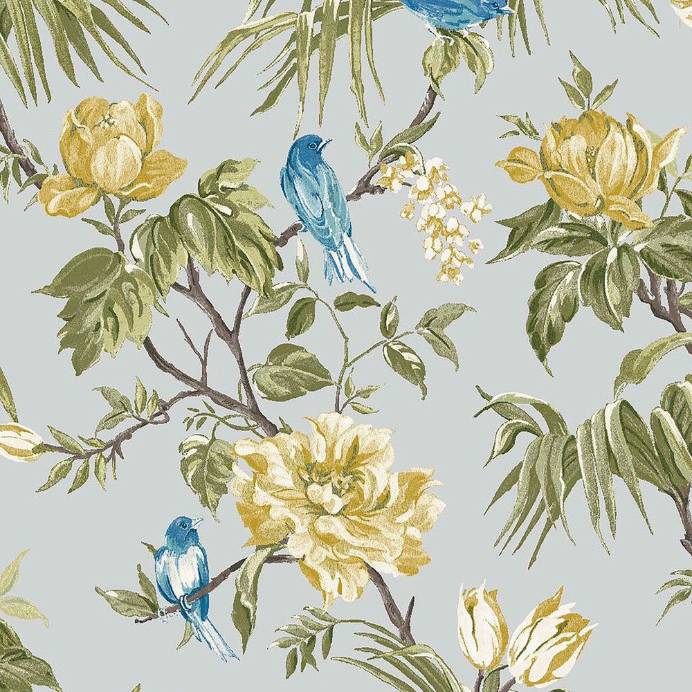 118257 - Birds & Blooms Wallpaper - Grey - Next