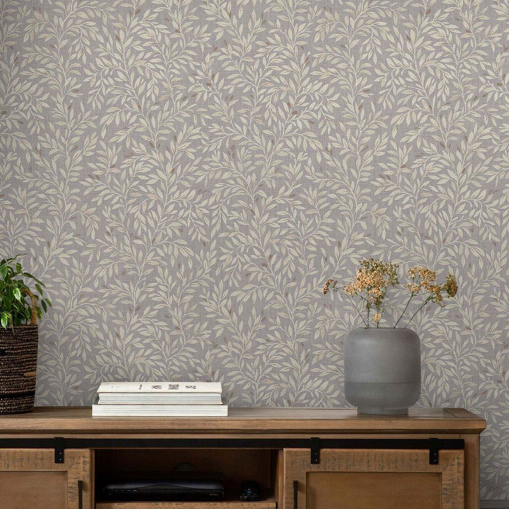 118263 - Ditsy Leaf Wallpaper - Grey - Next