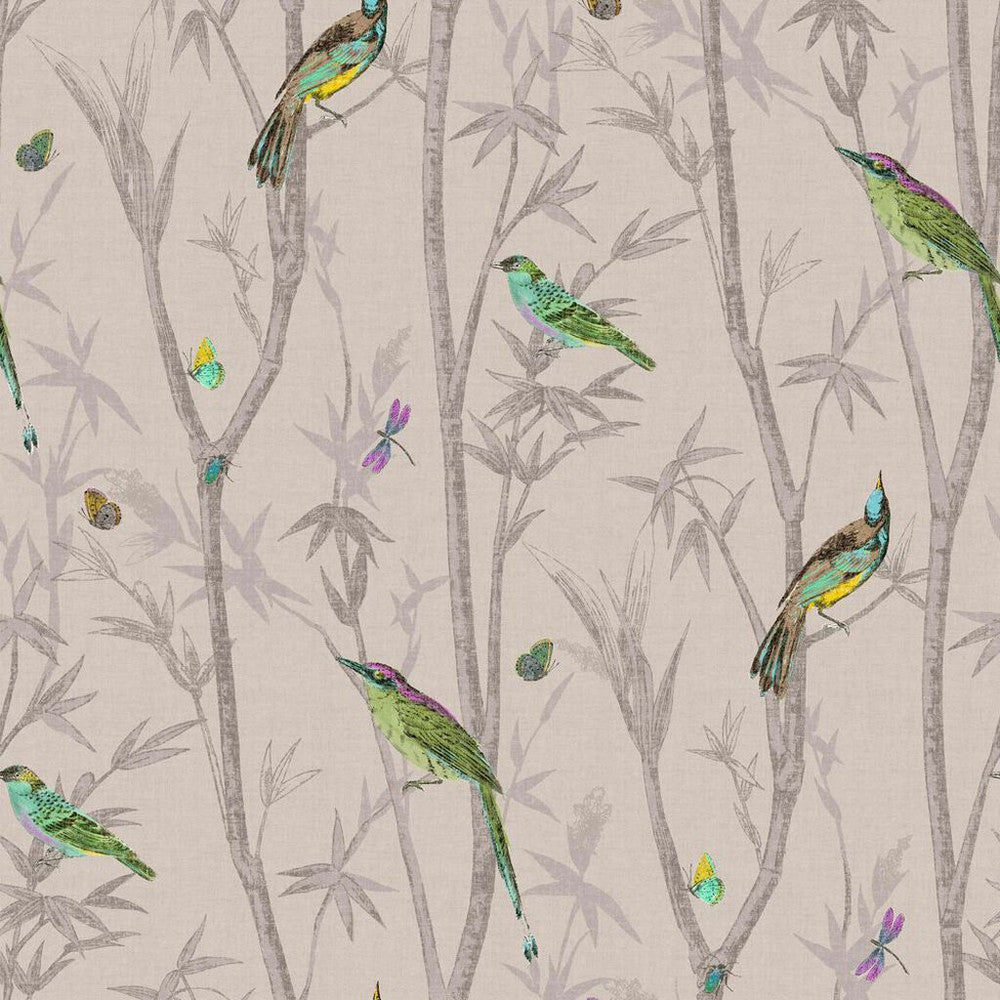 118266 - Chinoiserie Bird Trail Wallpaper - Natural - Next