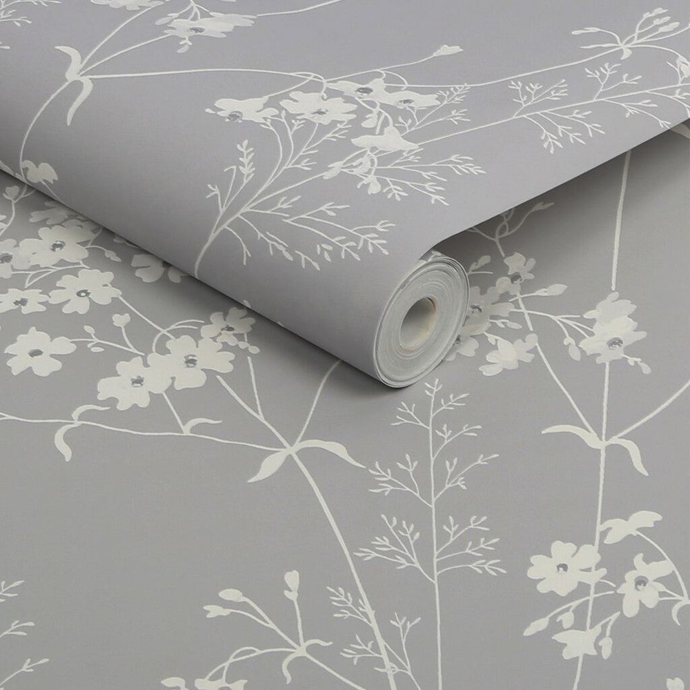 118269 - Leaf Wallpaper - Grey - Next