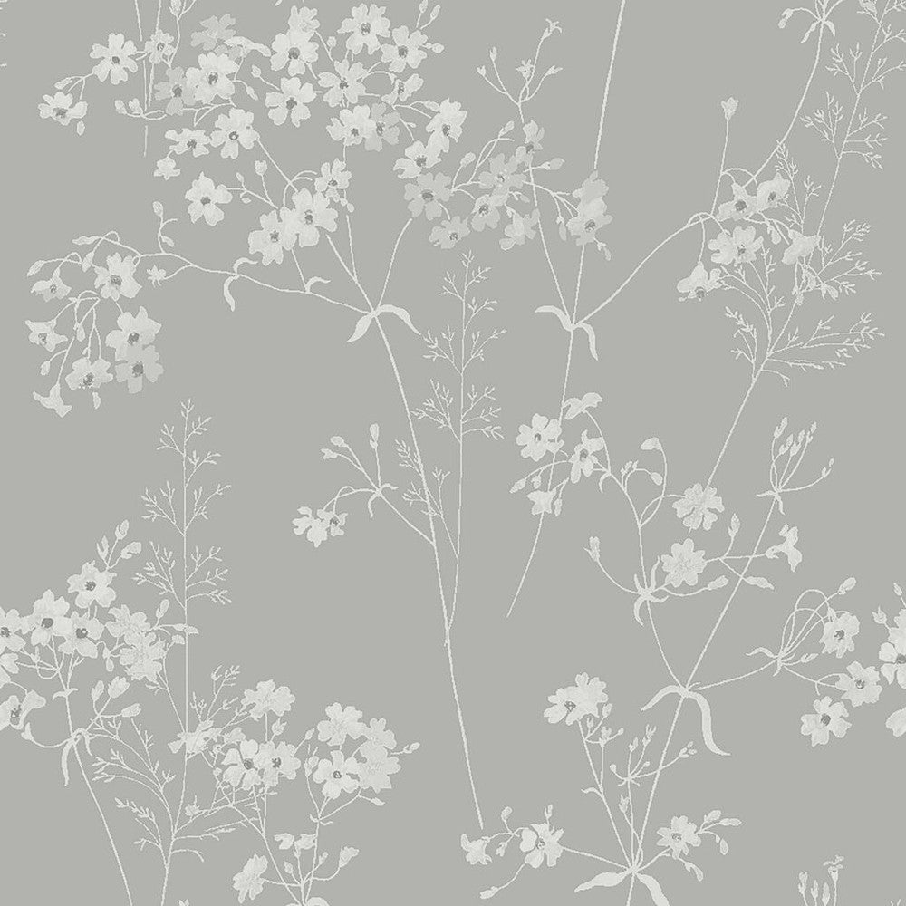 118269 - Leaf Wallpaper - Grey - Next