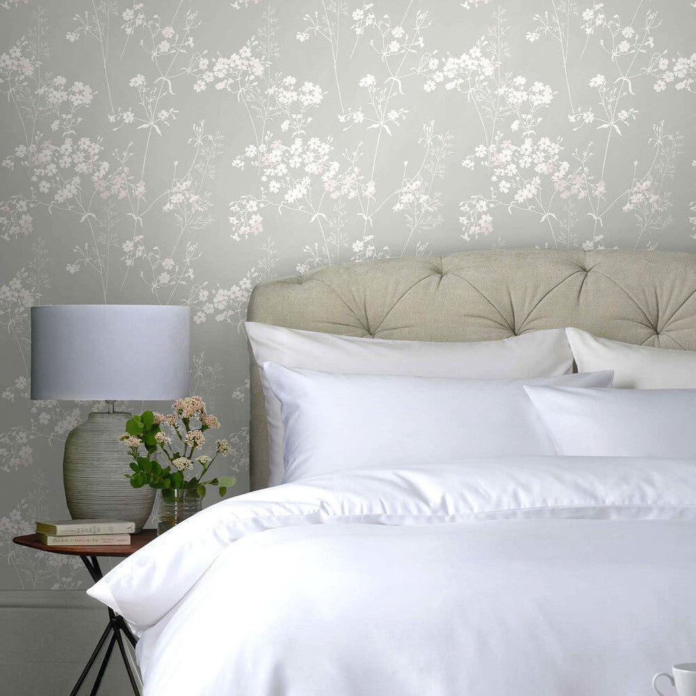 118270 - Leaf Wallpaper - Silver - Next