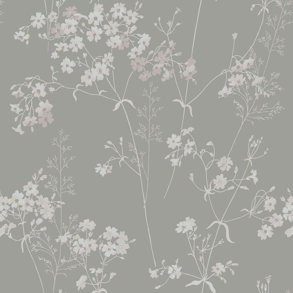 118270 - Leaf Wallpaper - Silver - Next
