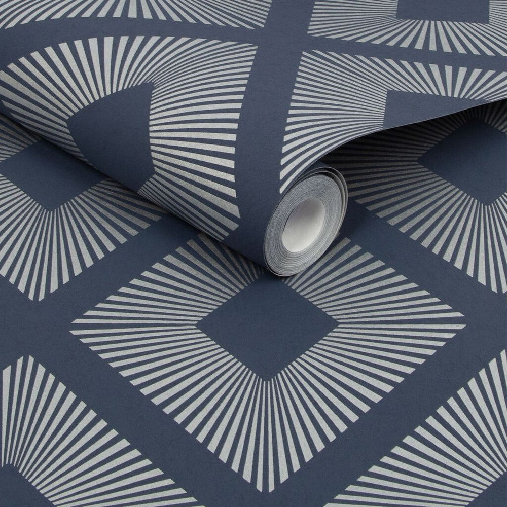 118272 - Deco Triangle Wallpaper - Navy - Next